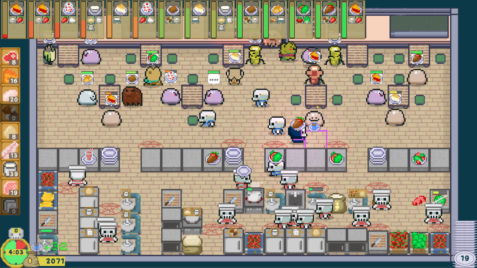 A restaurant run by skeletons and zombies in Bone's Cafe.