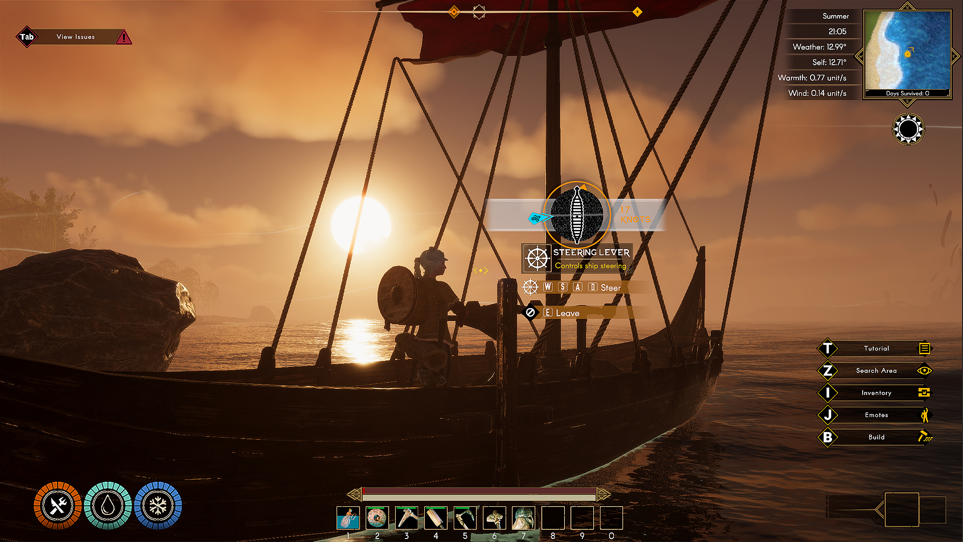a Viking sets sail in Aska
