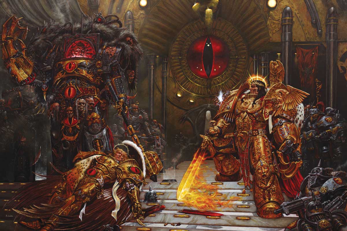 The Emperor faces off against Horus during the Horus Heresy